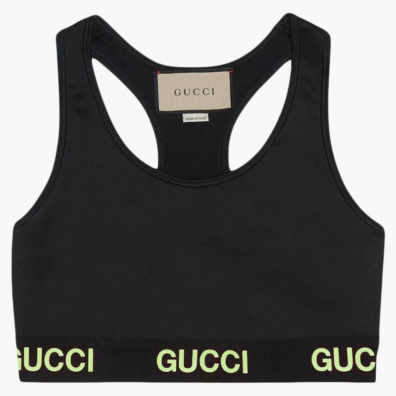 Logo Gucci Jacquard Top Black Yellow
