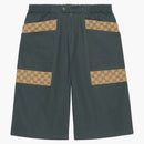 Logo Gucci Print Bermuda Shorts Blue/Grey