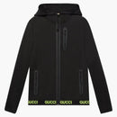 Gucci logo-tryck huva teknisk jacka svartgul