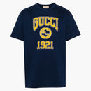 T-shirt con stampa logo Gucci blu navy
