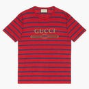 Camiseta rayada del logotipo de Gucci rojo