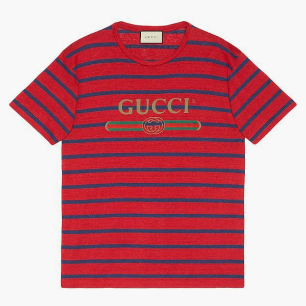 Gucci logotyp randig t-shirt röd