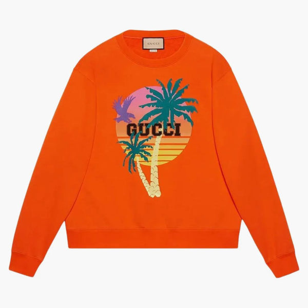 Gucci Love Parade tryckt bomullsweatshirt orange