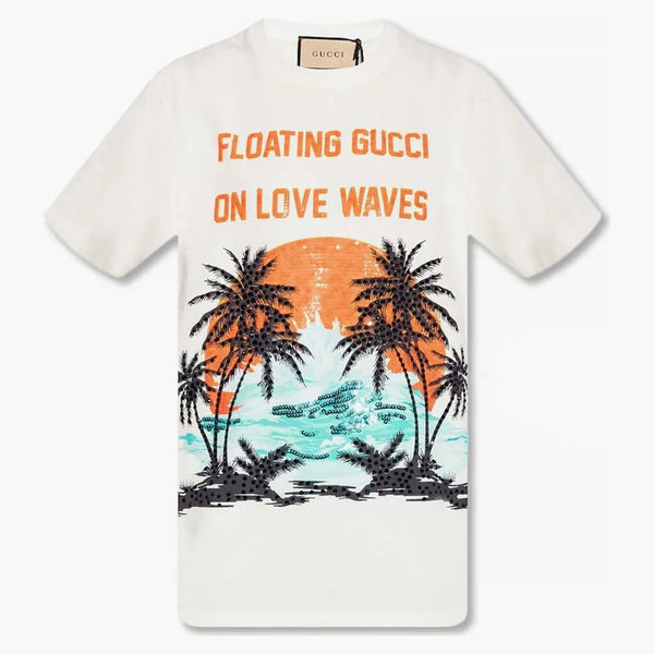 Gucci Love Waves Oversifed T-Shirt White Multi Multi