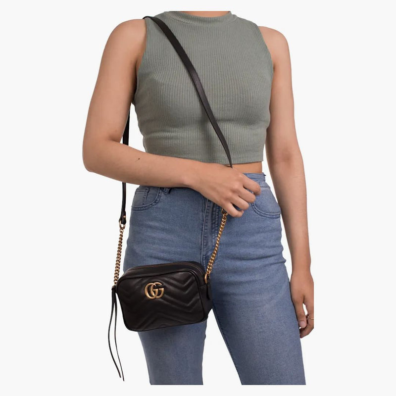 GG GG GG Marmont Camera Borsa Matelasse Mini Nero