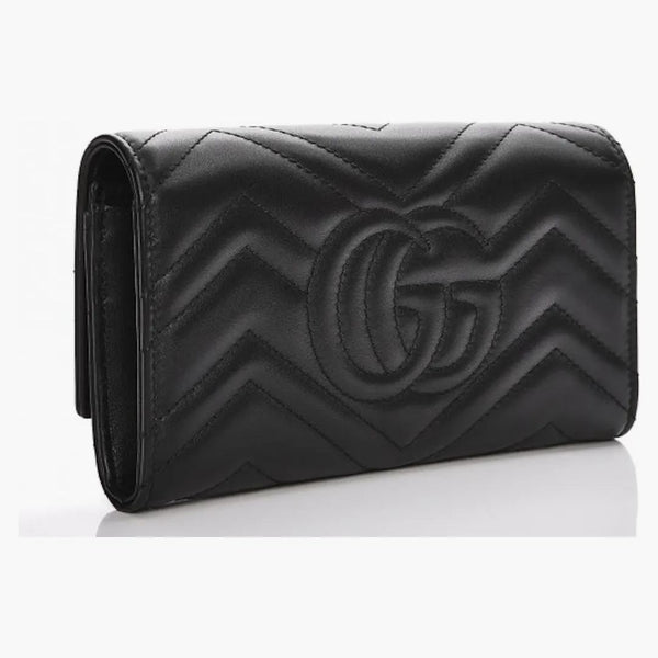 Gucci Gg Marmont Continental Wallet Matelasse Black