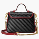 Gucci Gg Marmont Top Handle Diagonal Matelasse Mini Black/cerise