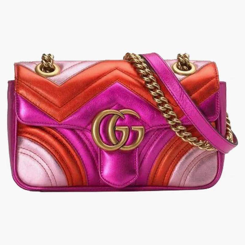 Gucci Marmont Matelasse Shoulder Bag Mini GG Metallic Red/Pink