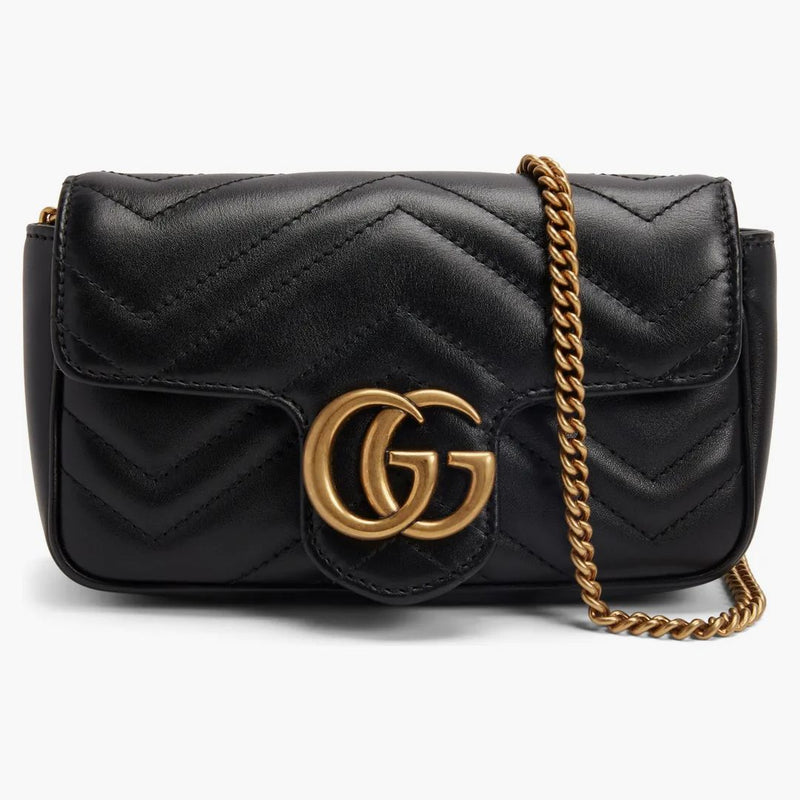 Gucci Gg Marmont Matelasse Super Mini Bag Black