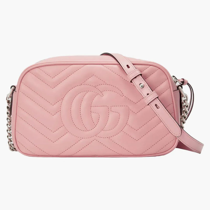 Gucci Marmont Zip Around Shoulder Bag Gg Small Pastel Pink