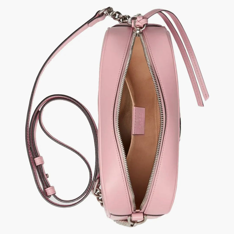 Gucci Marmont Zip Around Shoulder Bag Gg Small Pastel Pink