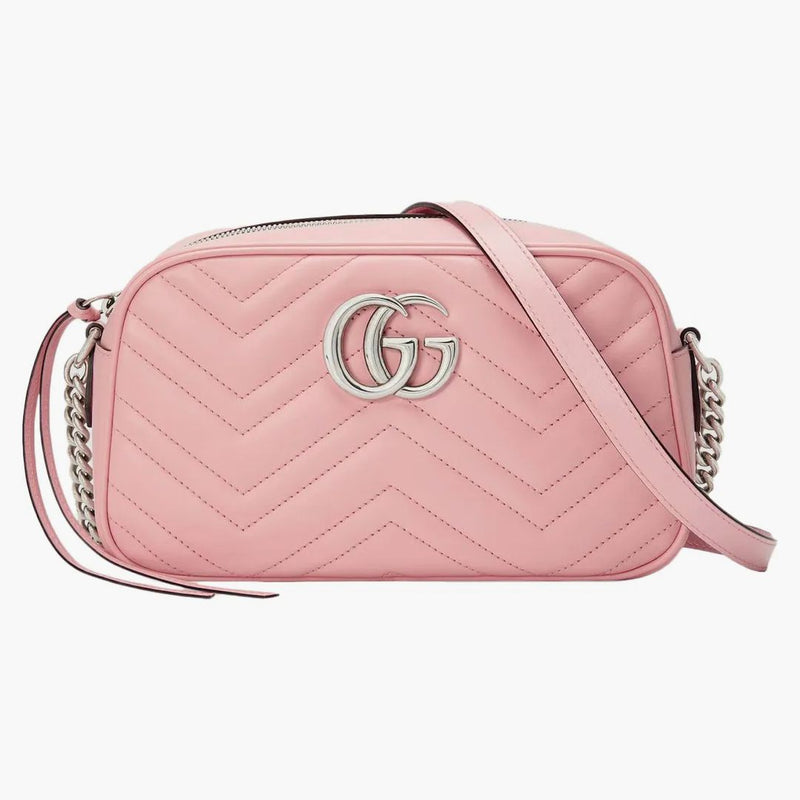 Gucci Marmont Zip Around Shoulder Bag Gg Small Pastel Pink
