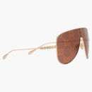 Gucci Mask Sunglasses Shiny Rose Gold-Toned Metal Frame (