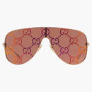 Gucci Mask Sunglasses Shiny Rose Gold-Toned Metal Frame (