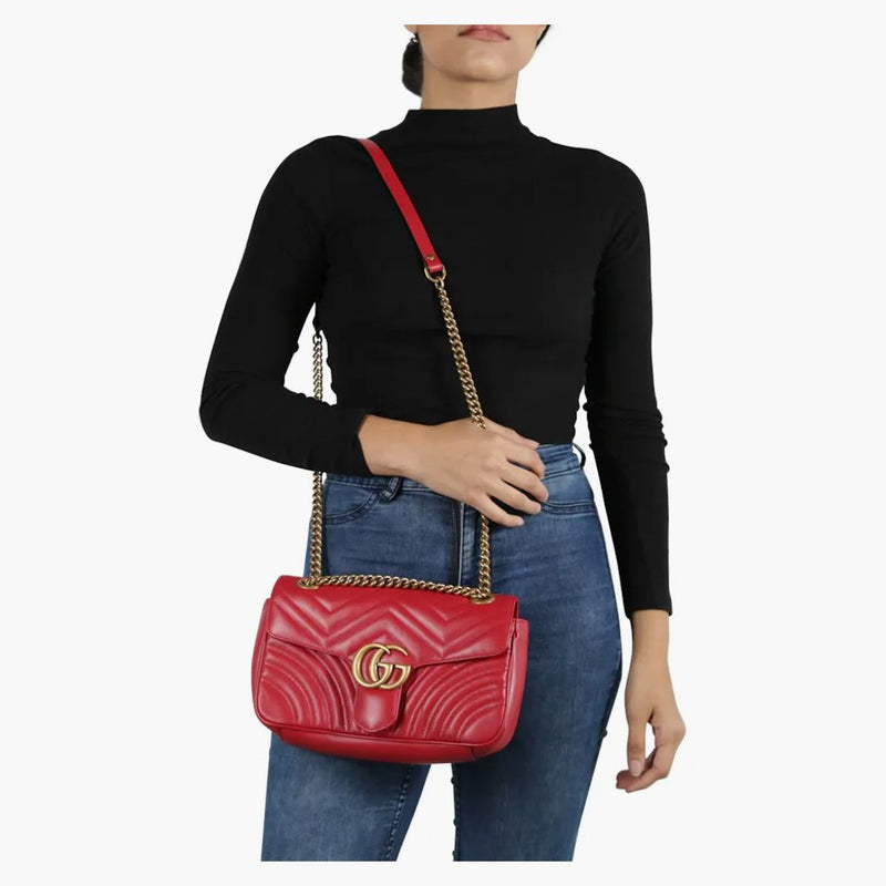Gucci GG Marmont Small Matelasse Bag Hibiscus Red
