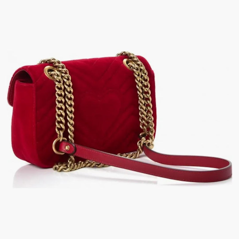 Gucci GG Marmont Velvet Matelasse Mini Red