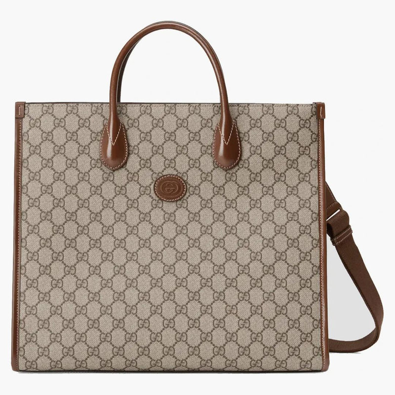 Gucci Medium Tote With Interlocking G Beige/ebony