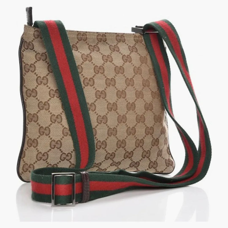 Gucci Messenger Monogram Gg Web Strap Beige