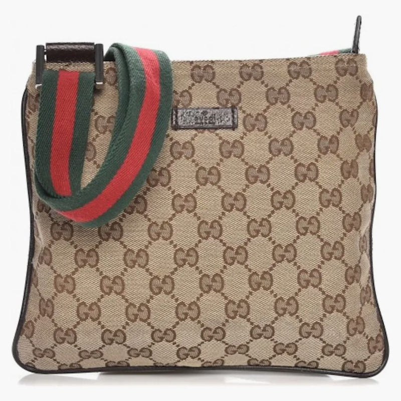 Gucci Messenger Monogram Gg Web Strap Beige