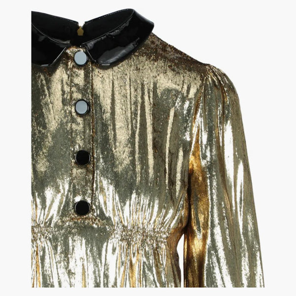 Gucci Metallic Long Rleeve Mini Dress Gold