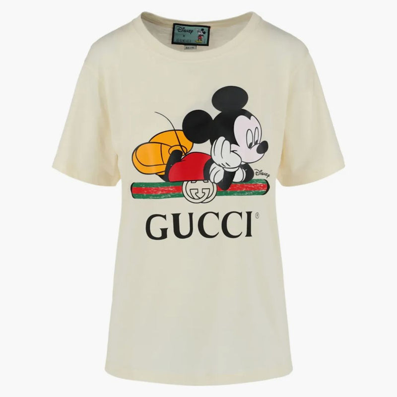Gucci Womens Mickey Mouse Logo Short Sleeve T-shirt White
