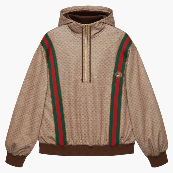 Gucci Mini GG Jersey Hooded Sweatshirt Beige/Ebony