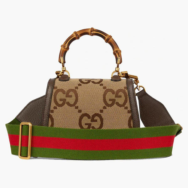 Gucci Mini Jumbo Gg Bag With Bamboo Camel/ebony