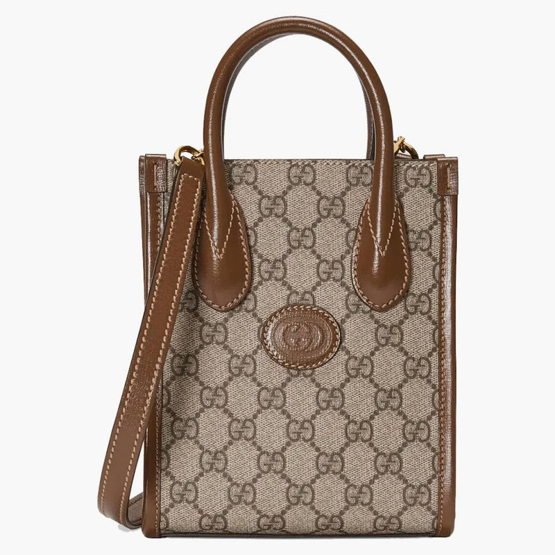 Gucci Mini Tote Bag With Interlocking G Beige/ebony