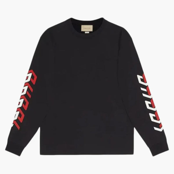 Gucci Mirror Logo-Print Crewneck Black/Red/White