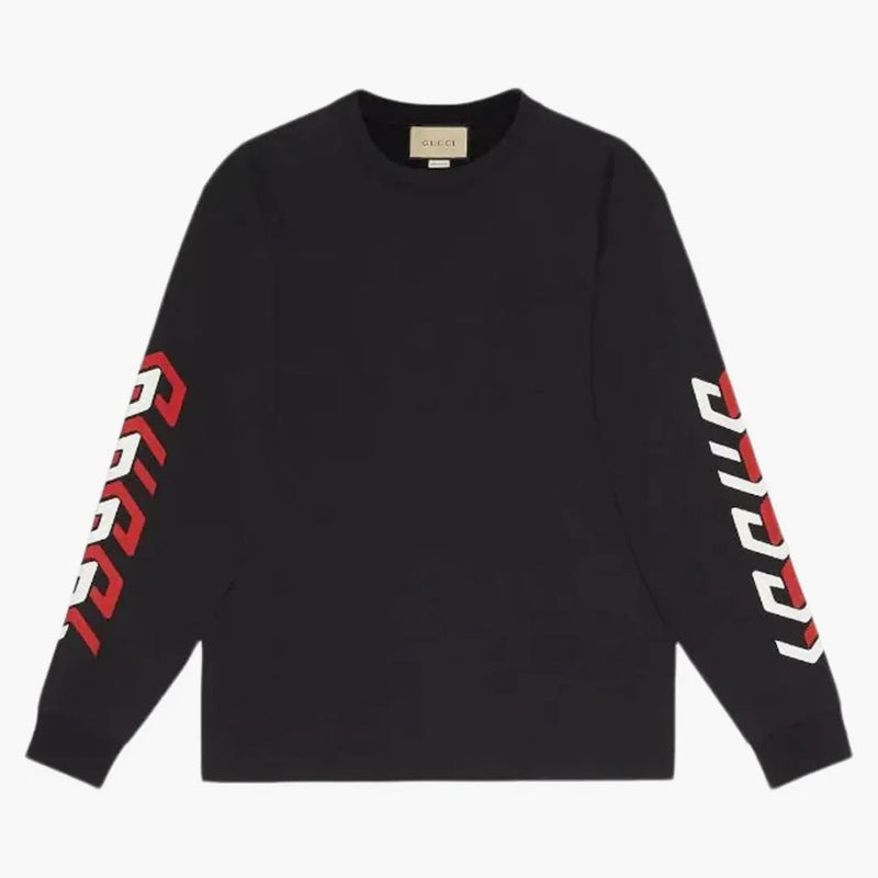 Gucci Mirror Logo-Print Crewneck Black/Red/White