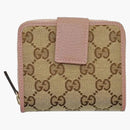 Gucci Monogram Zip Around French Flap Bi-Fold Wallet Beige/Pink
