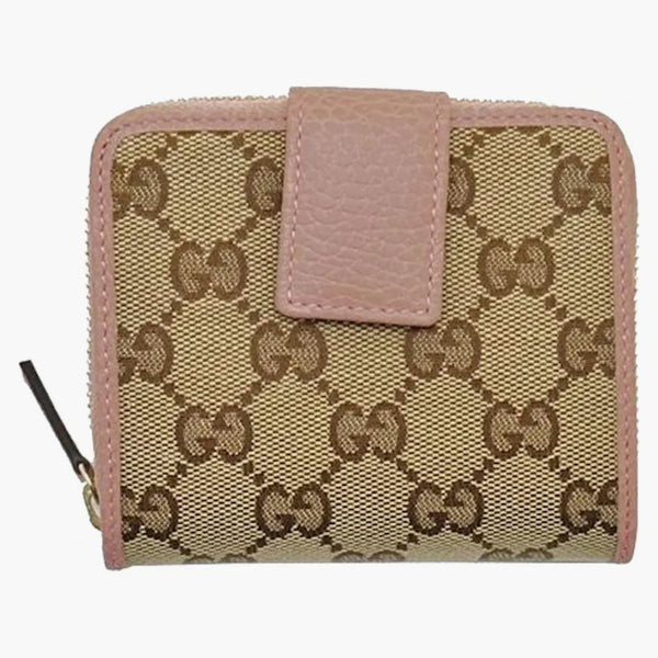 Gucci Monogram Zip Around French Flap Bi-fold Wallet Beige/pink