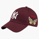 Gucci Ny Yankees Embroidered Butterfly Baseball Cap Burgundy