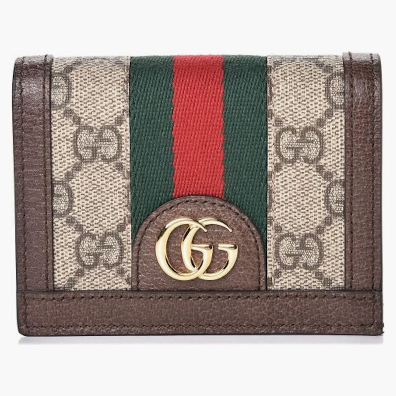 Gucci Ophidia Card Case Monogram GG Supreme Web Brown