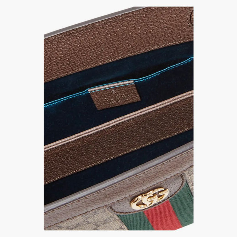 Gucci Ophidia Cabriolet Clutch GG Web Small Brown