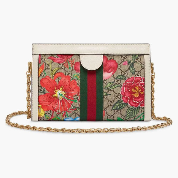 Gucci Ophidia Floral Pattern GG Logo Shoulder Bag Small Multicolor