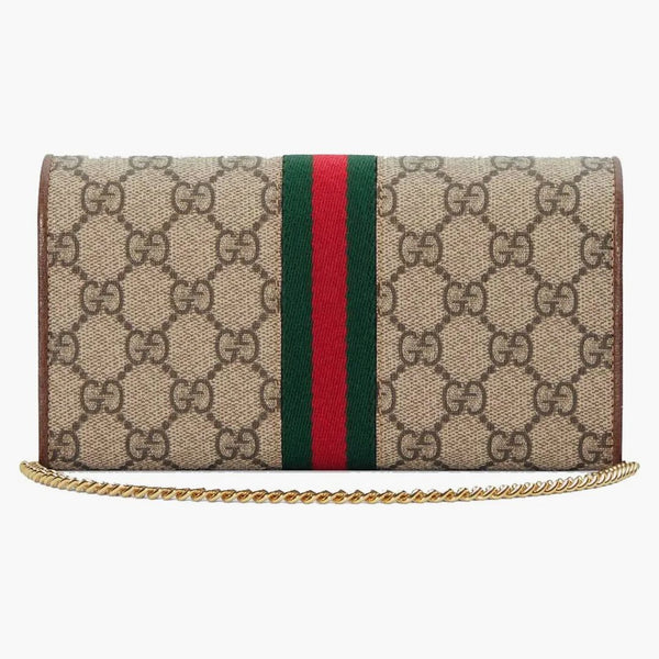 Gucci Ophidia Gg Chain Wallet Beige/ebony