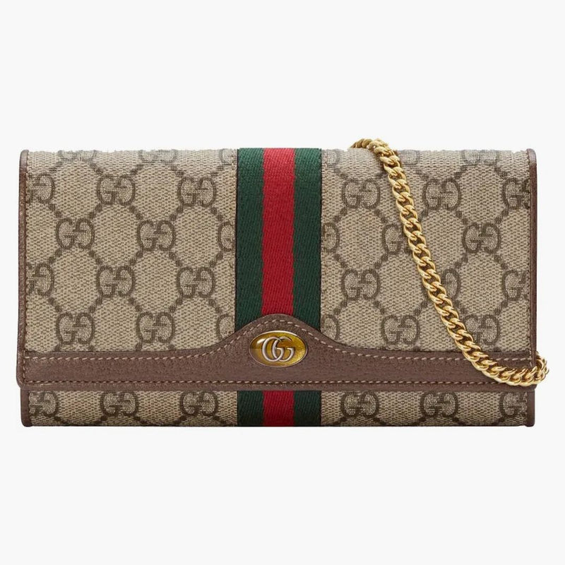 Gucci Ophidia GG Chain Wallet Beige/Ebony