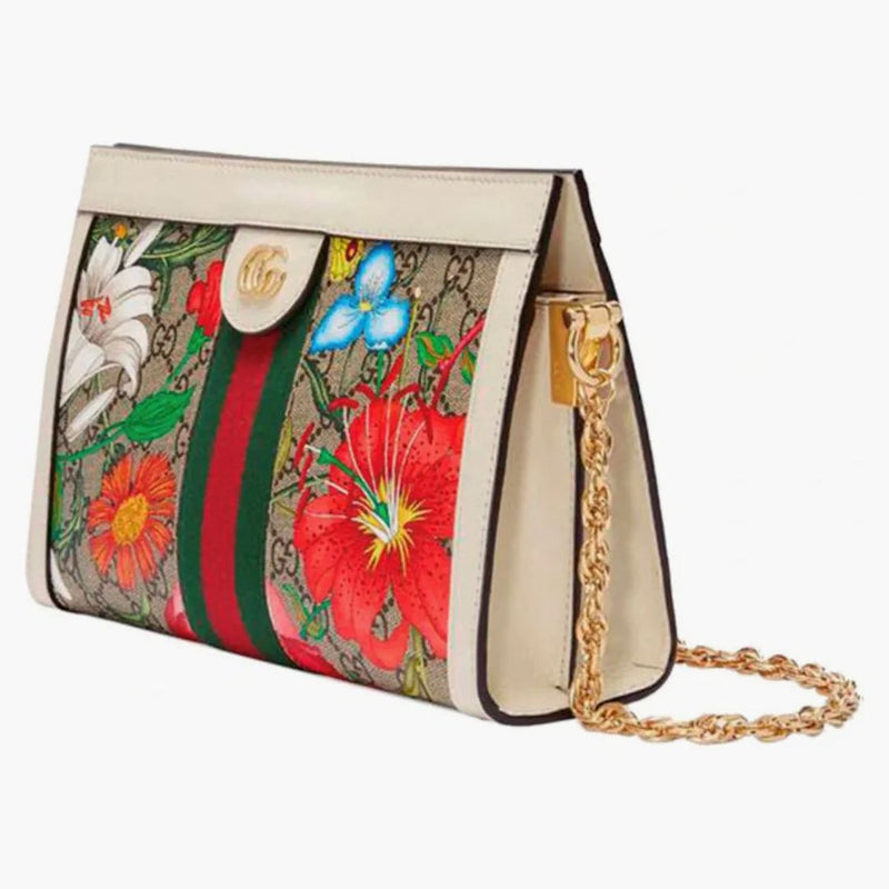 Gucci Ophidia GG ramenní taška Flora Ivory