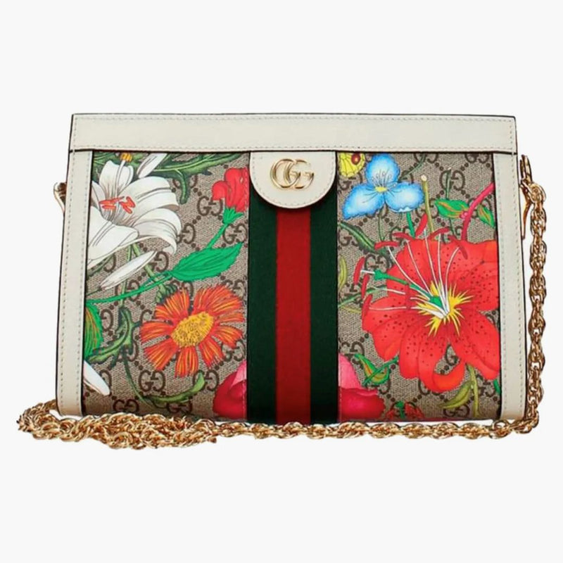 Gucci Ophidia GG ramenní taška Flora Ivory