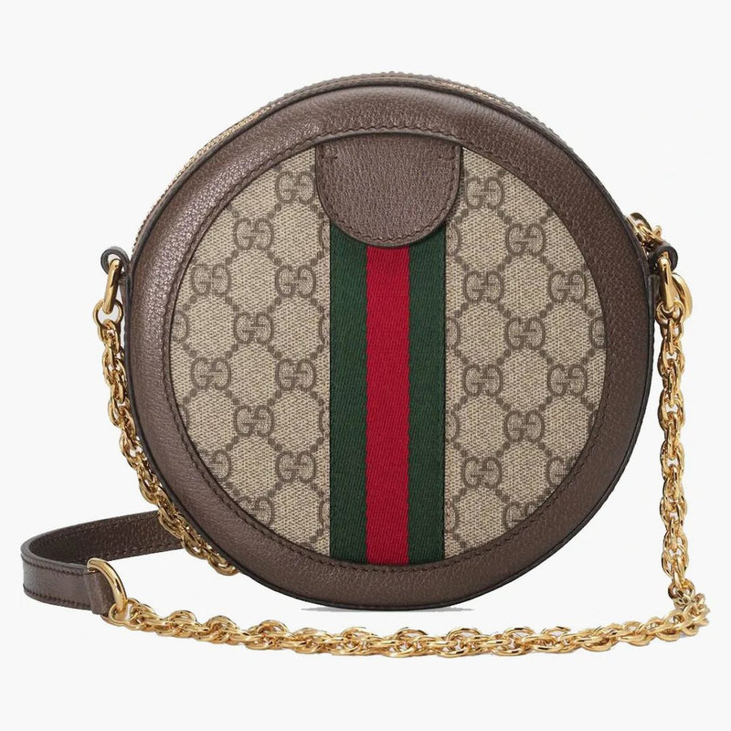 Gucci Ophidia Mini GG Round Shoulder Bag Beige/Ebony