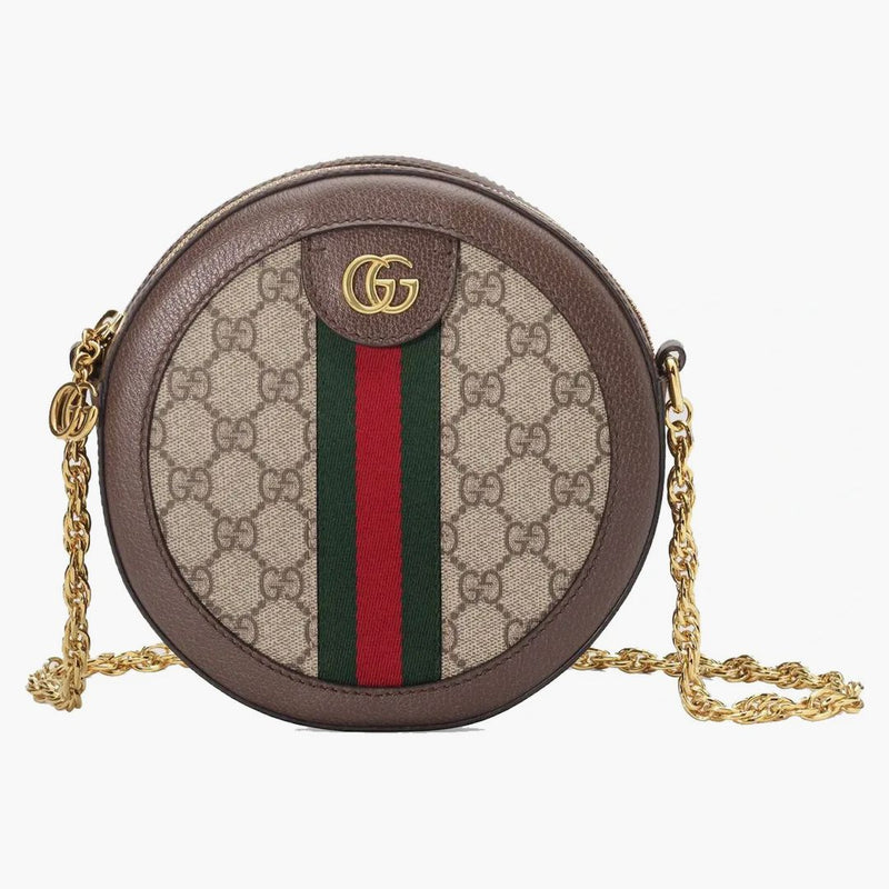 Gucci Ophidia Mini GG Round Shoulder Bag Beige/Ebony