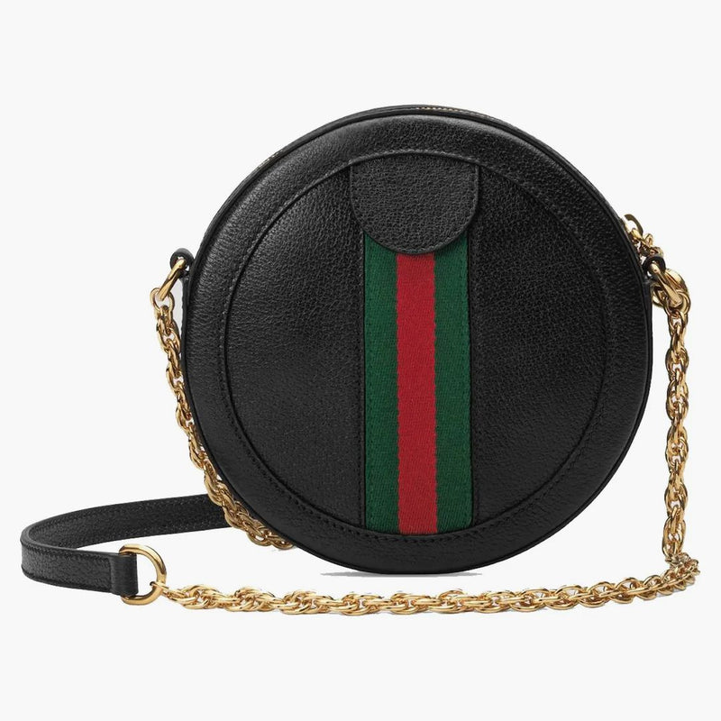 Gucci Ophidia runda axelväska mini svart