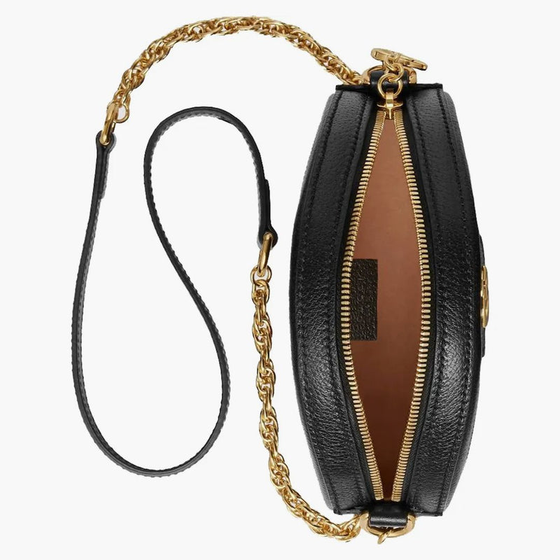 Gucci Ophidia runda axelväska mini svart
