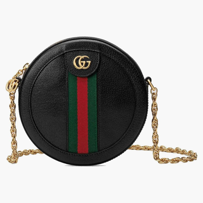 Gucci Ophidia runda axelväska mini svart