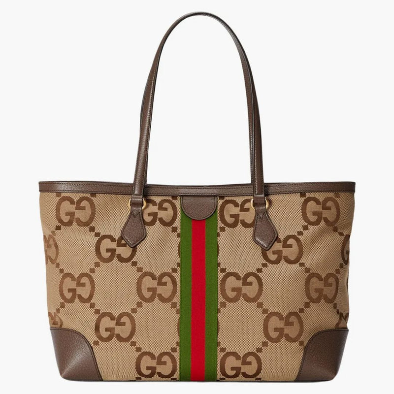 Gucci Ophidia Tote Bag Medium Jumbo GG Camel/Ebony/Red/Green
