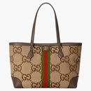 Gucci Ophidia Tote Bag Medium Jumbo Gg Camel/ebony/red/green