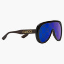 Gucci nadměrná maska ​​Sluneční brýle Tortoiseshell/Blue (720723 J0741 2340)