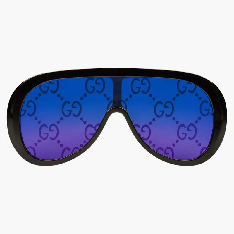 Gucci nadměrná maska ​​Sluneční brýle Tortoiseshell/Blue (720723 J0741 2340)