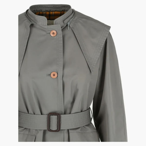Gucci Oversized Cotton Trench Coat Smoke Grey Mix